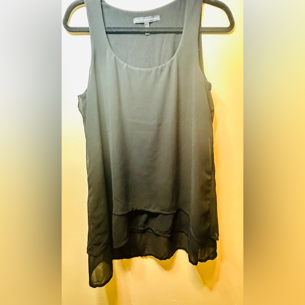 White House Black Market Black Layered Chiffon Tank Top